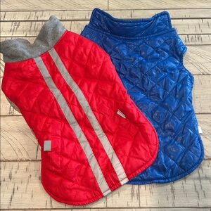 Small Dog Jackets Bundle of 2 Red & Blue Lightweight Velcro Closure Size Medium